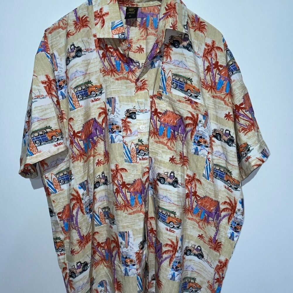 Sunrose Fashions Men's Multicolor Short Sleeve Button Up Hawaiian Shirt Size XL
